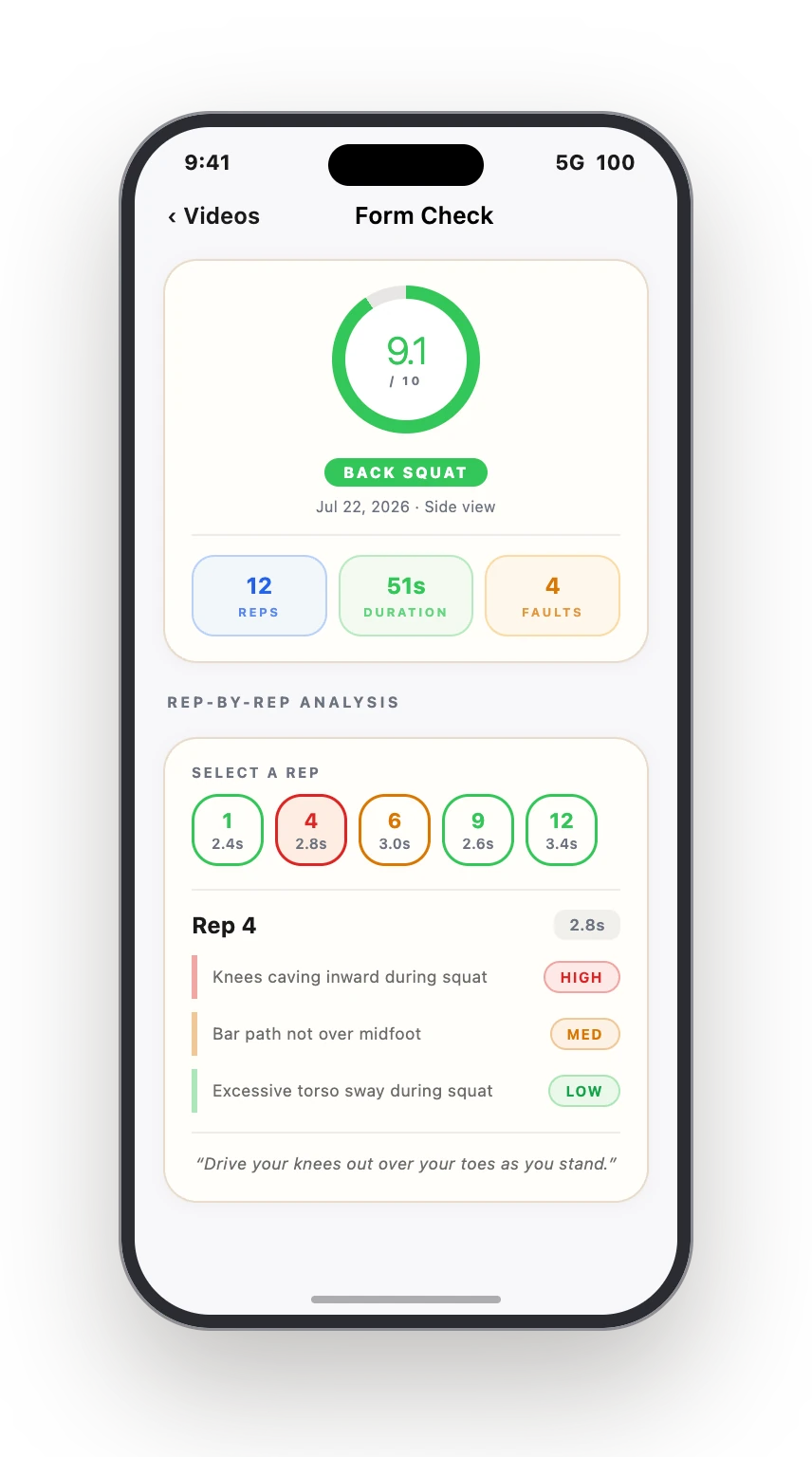 Form analysis results screen
